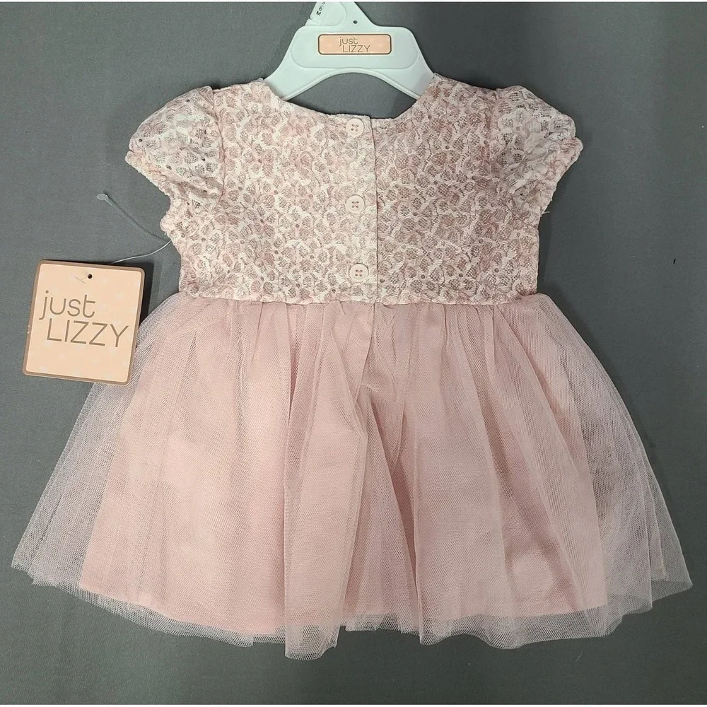 Just Izzy Lace Tulle Princess Fairy Soft Pink Dress 3 to 6 Months Baby Girl New
